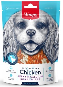 Wanpy Oven-Roasted Chicken Jerky " Calcium Bone Twists 100 Gr