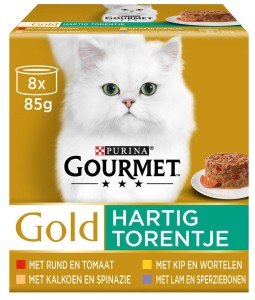 Gourmet Gold 8-Pack Hartig Torentje kattenvoer 6 doosjes (48 blikken)