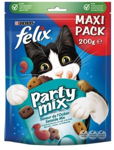 Afbeelding Felix Party Mix Seaside kattensnoep zalm-, koolvis- & forelsmaak maxipack 5 x 200 gr door DierenwinkelXL.nl