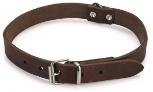 Lederen honden halsband bruin - 47 cm x 18 mm