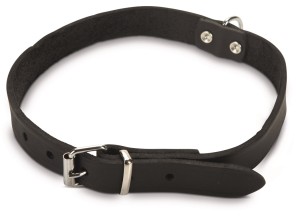 Lederen honden halsband zwart - 52 cm x 20 mm