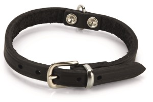 Lederen honden halsband zwart - 32 cm x 10 mm