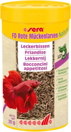 Een foto van een Sera – Rode Muggenlarven