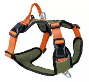 Een foto van een Petlando – Magnetech Harnas Olijfgroen/oranje