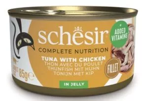Een foto van een Schesir Complete Nutrition – Tonijn met kip in Jelly, 85gr