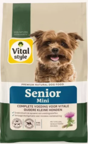 Een foto van een Vitalstyle Hond – Senior Mini 3kg