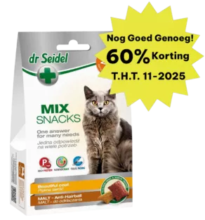Een foto van een Dr Seidel – Snacks For Cats 50gr, Mix Beautiful Coat/ Anti-Haarbal