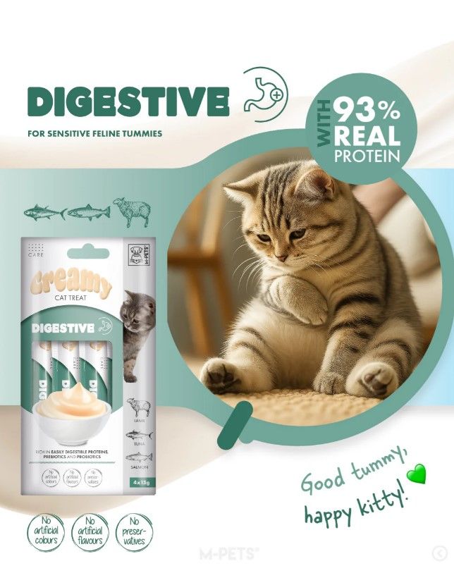 M-pets - Creamy Kat Functionele Snack Spijsvertering - Lam & Tonijn & Zalm 60g - Afbeelding 4