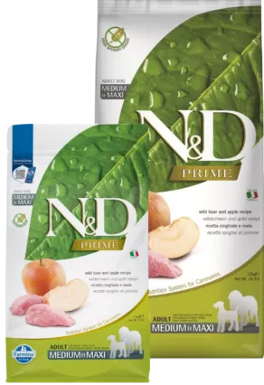 Een foto van een Farmina N&D – PRIME Wild Zwijn & Appel, Medium/Maxi