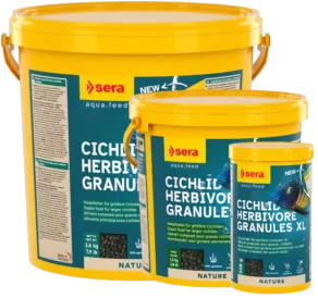 Een foto van een Sera – Cichlid Herbivore Granules XL