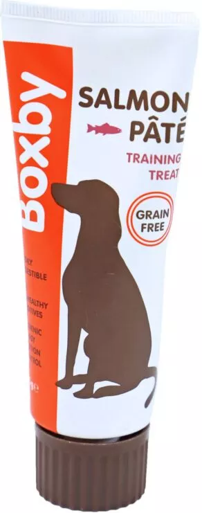 Een foto van een Boxby –  Salmon Pate Hond, 75 Gram