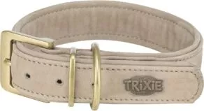Een foto van een Trixie – Pure Halsband, Leer, Licht Grijs
