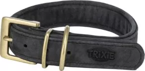 Een foto van een Trixie – Pure Halsband, Leer, Zwart