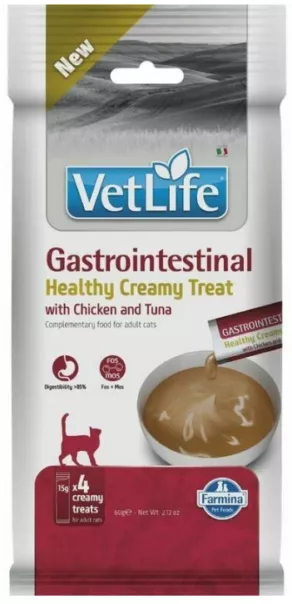 Een foto van een Vet Life – Cat Gastrointestinal, Creamy Treat, 4x15gr