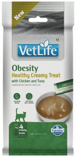 Een foto van een Vet Life Cat Obesity, Creamy Treat, 4x15gr