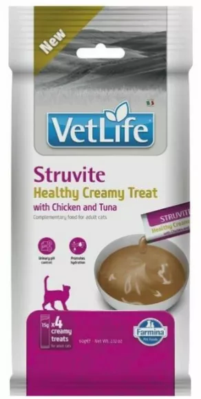 Een foto van een Vet Life Cat Struvite, Creamy Treat, 4x15gr