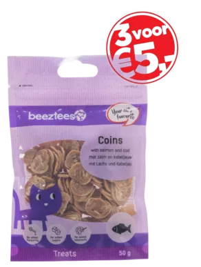 Een foto van een Beeztees – Coins Zalm en Kabeljauw