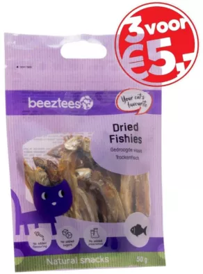 Een foto van een Beeztees – Gedroogde Visjes, 50gram