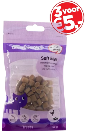 Een foto van een Beeztees – Soft Bites Kip en Zalm, 50gram
