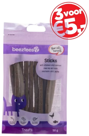 Een foto van een Beeztees – Sticks Kip en Zalm, 10stuks