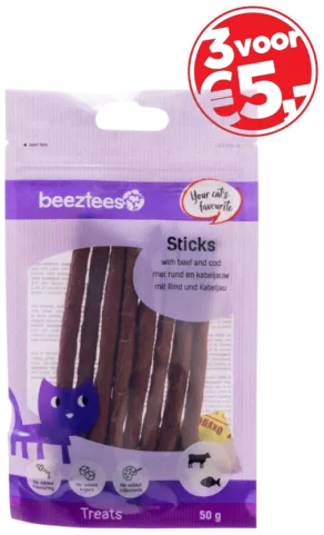 Een foto van een Beeztees – Sticks Rund Kabeljauw, 10stuks